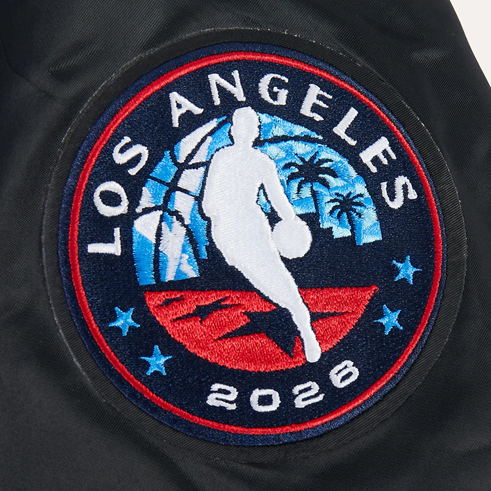 NBA ALL STAR 2026 WOMEN'S SUBLIMATED CROPPED SATIN JACKET (BLACK/ROYAL BLUE/BLACK) - Image 8