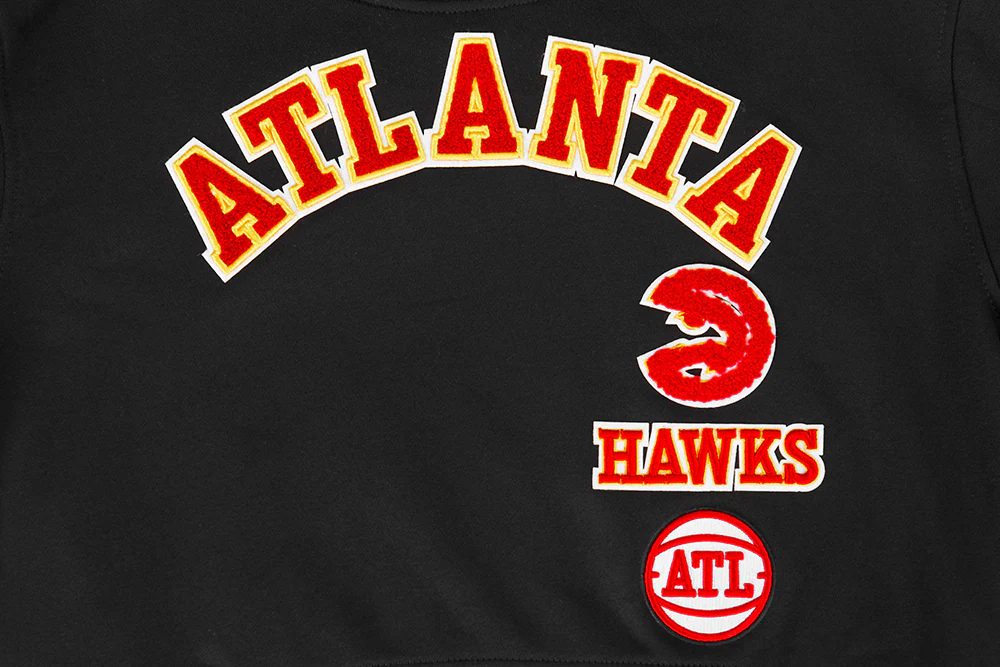 NBA ATLANTA HAWKS RETRO CLASSIC BIG GIRLS RIB FLEECE CREWNECK (BLACK/RED/BLACK) - Image 3