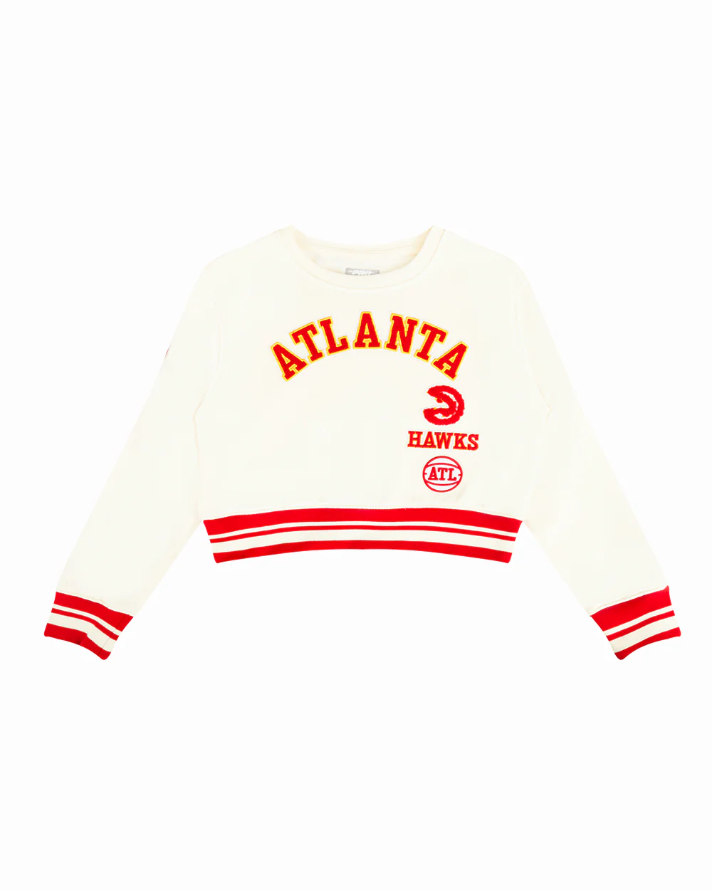 NBA ATLANTA HAWKS RETRO CLASSIC BIG GIRLS RIB FLEECE CREWNECK (EGGSHELL/ RED) - Image 3