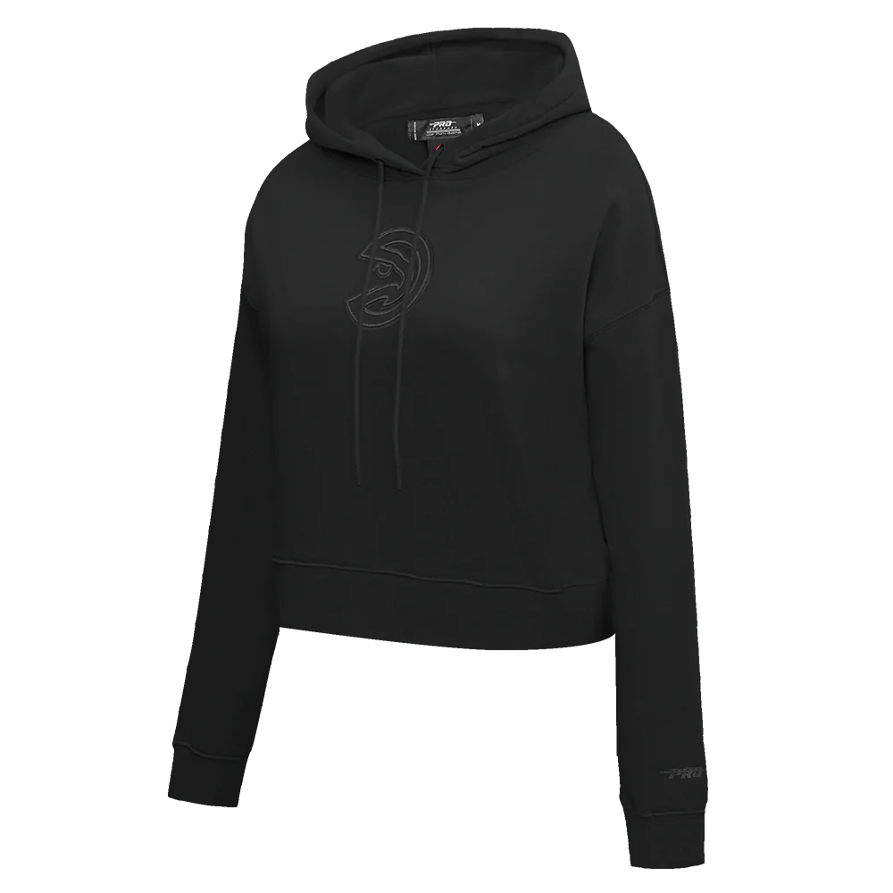 NBA ATLANTA HAWKS NEUTRAL WOMEN'S CROPPED PULLOVER HOODIE (BLACK) - Image 2