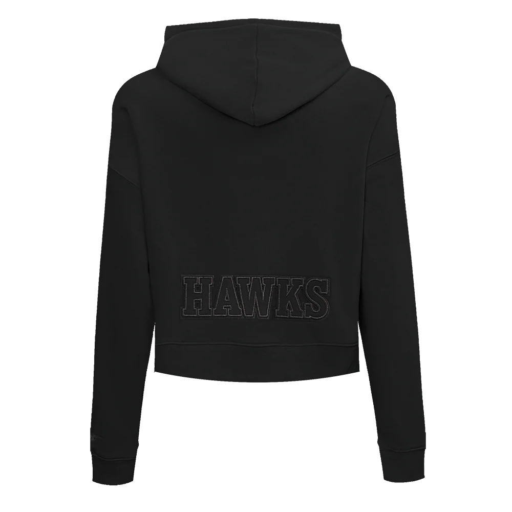 NBA ATLANTA HAWKS NEUTRAL WOMEN'S CROPPED PULLOVER HOODIE (BLACK) - Image 3