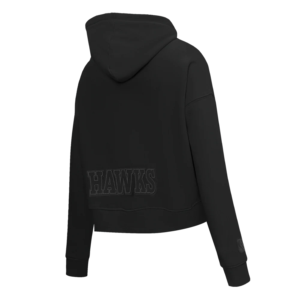 NBA ATLANTA HAWKS NEUTRAL WOMEN'S CROPPED PULLOVER HOODIE (BLACK) - Image 4