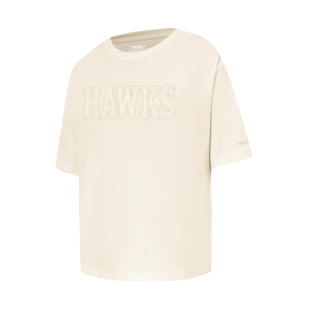 NBA ATLANTA HAWKS NEUTRAL LITTLE GIRLS SHORT SLEEVE BOXY TEE (EGGSHELL) - Image 2