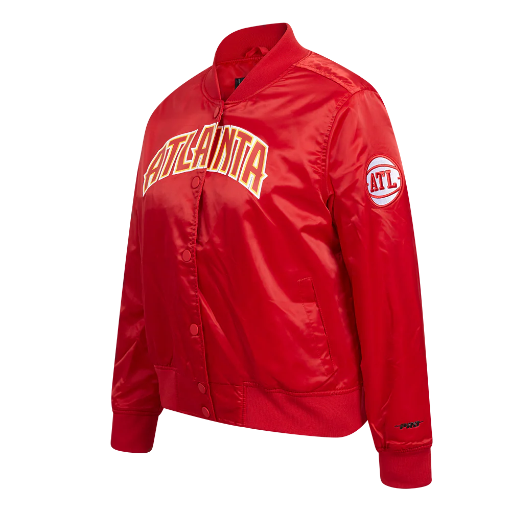 NBA ATLANTA HAWKS CLASSIC WOMEN'S SATIN JACKET (RED) - Image 2