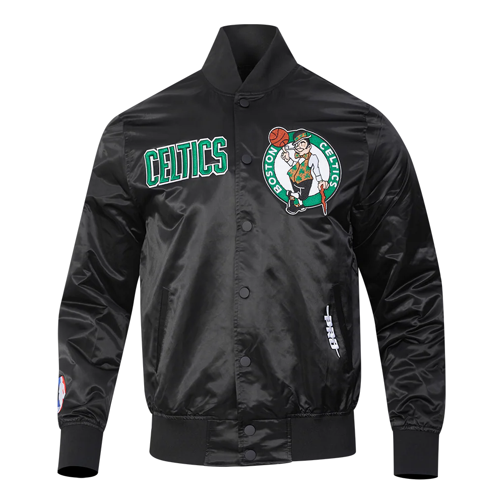 NBA BOSTON CELTICS SOUVENIR MEN'S SATIN JACKET (BLACK) - Image 5