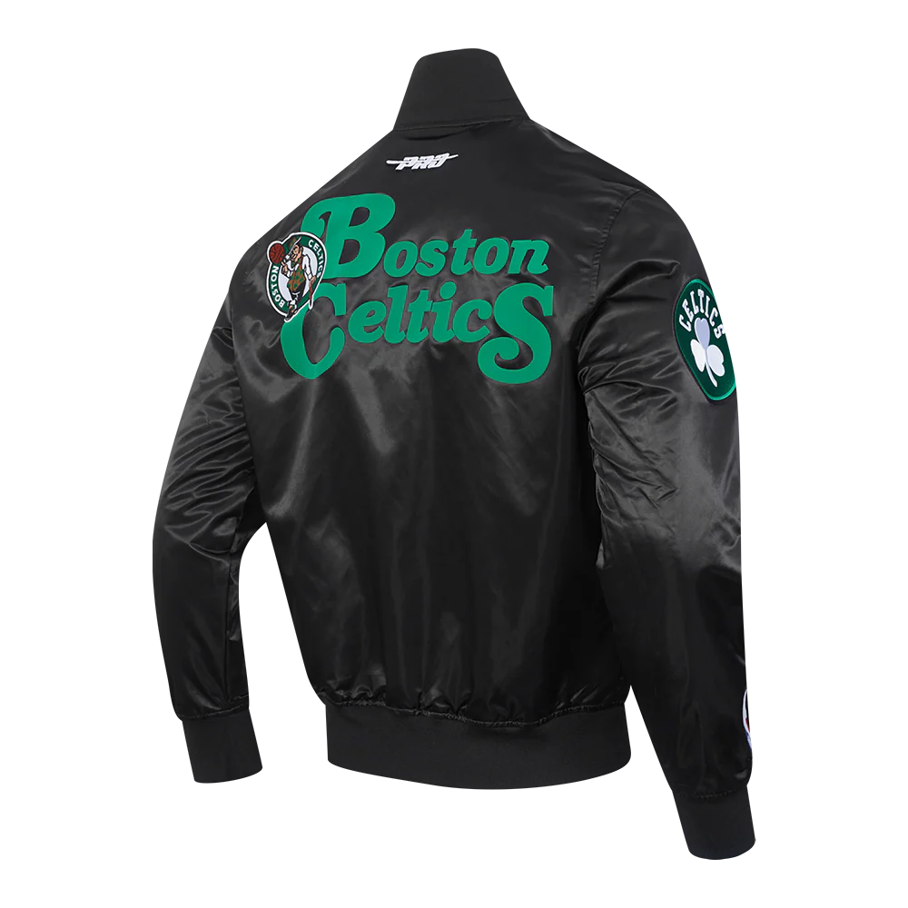 NBA BOSTON CELTICS SOUVENIR MEN'S SATIN JACKET (BLACK) - Image 8