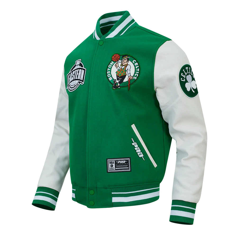 NBA BOSTON CELTICS DAY ONE MEN'S VARSITY JACKET (KELLY GREEN/ WHITE) - Image 3