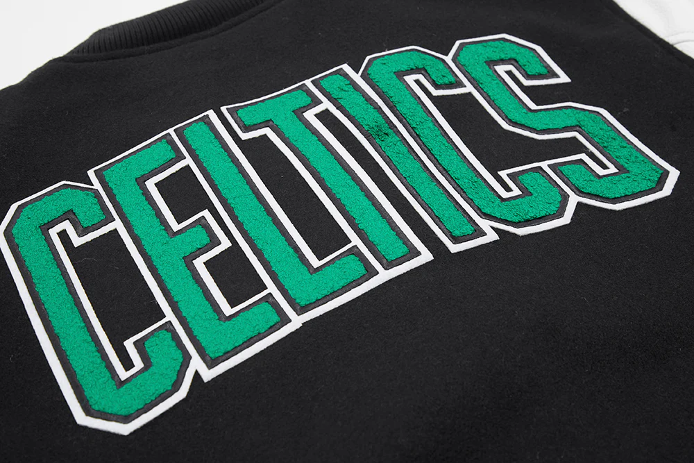 NBA BOSTON CELTICS CLASSIC WOOL MEN'S VARSITY JACKET (BLACK/WHITE) - Image 5