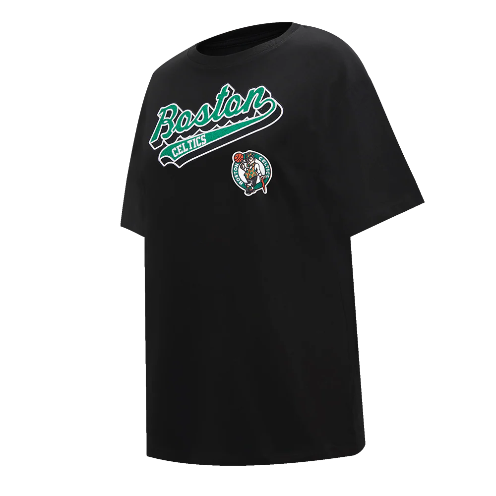 NBA BOSTON CELTICS SCRIPT TAIL WOMEN'S BOYFRIEND TEE (BLACK) - Image 2
