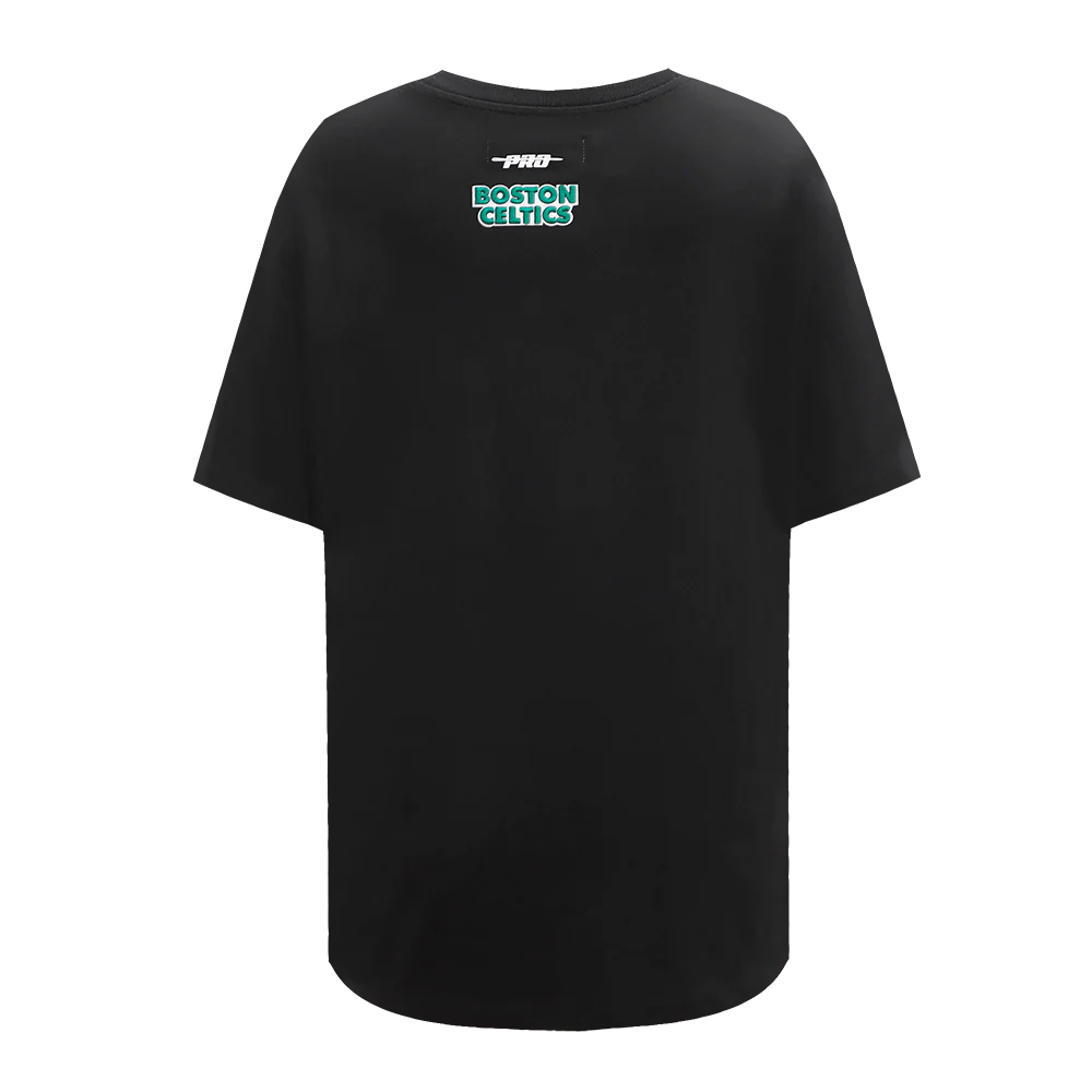 NBA BOSTON CELTICS SCRIPT TAIL WOMEN'S BOYFRIEND TEE (BLACK) - Image 3