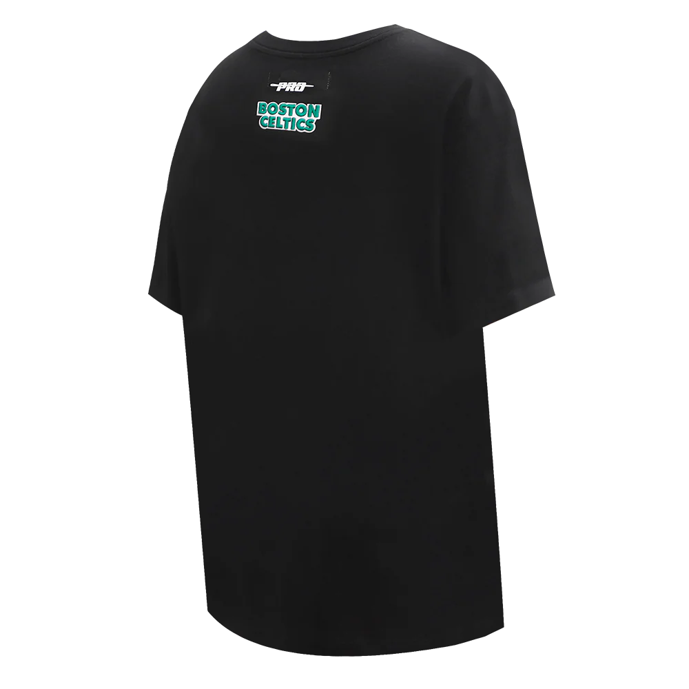 NBA BOSTON CELTICS SCRIPT TAIL WOMEN'S BOYFRIEND TEE (BLACK) - Image 4