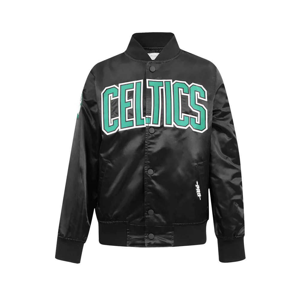NBA BOSTON CELTICS CLASSIC BIG BOYS SATIN JACKET (BLACK)