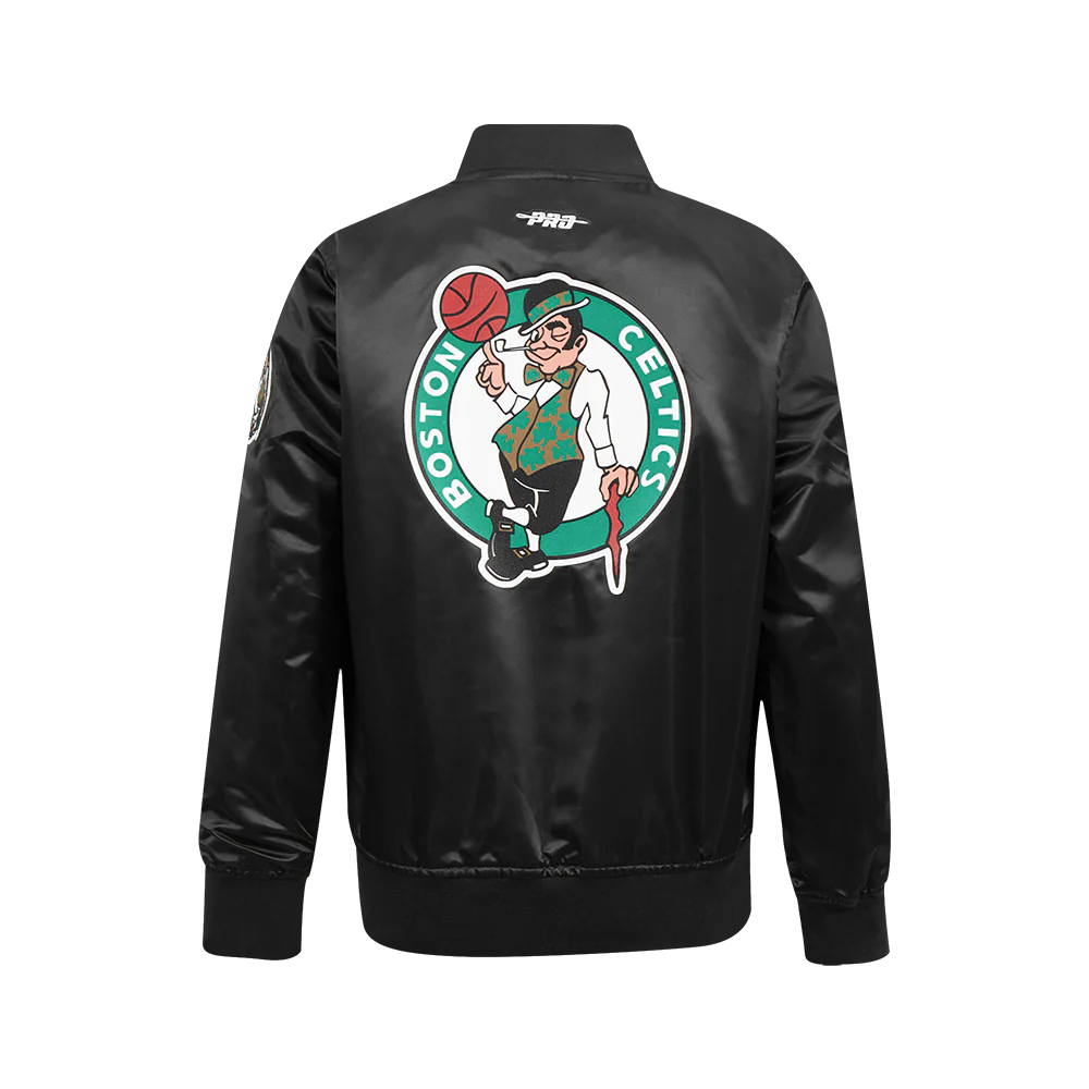 NBA BOSTON CELTICS CLASSIC BIG BOYS SATIN JACKET (BLACK) - Image 3