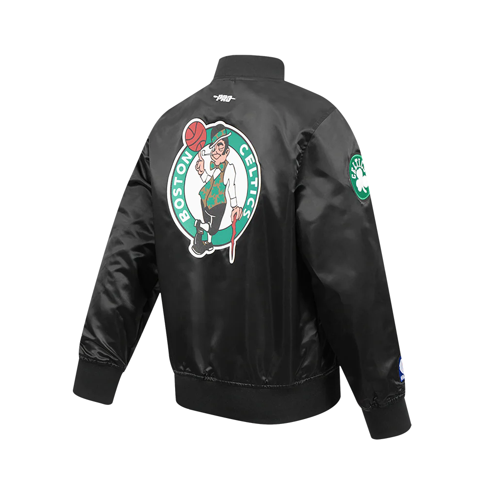 NBA BOSTON CELTICS CLASSIC BIG BOYS SATIN JACKET (BLACK) - Image 4