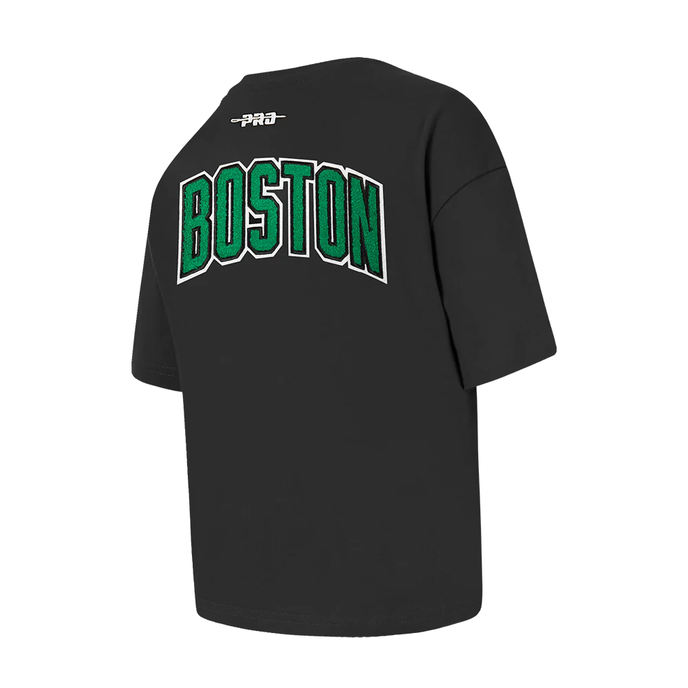 NBA BOSTON CELTICS CLASSIC BIG GIRLS SHORT SLEEVE BOXY TEE (BLACK) - Image 4