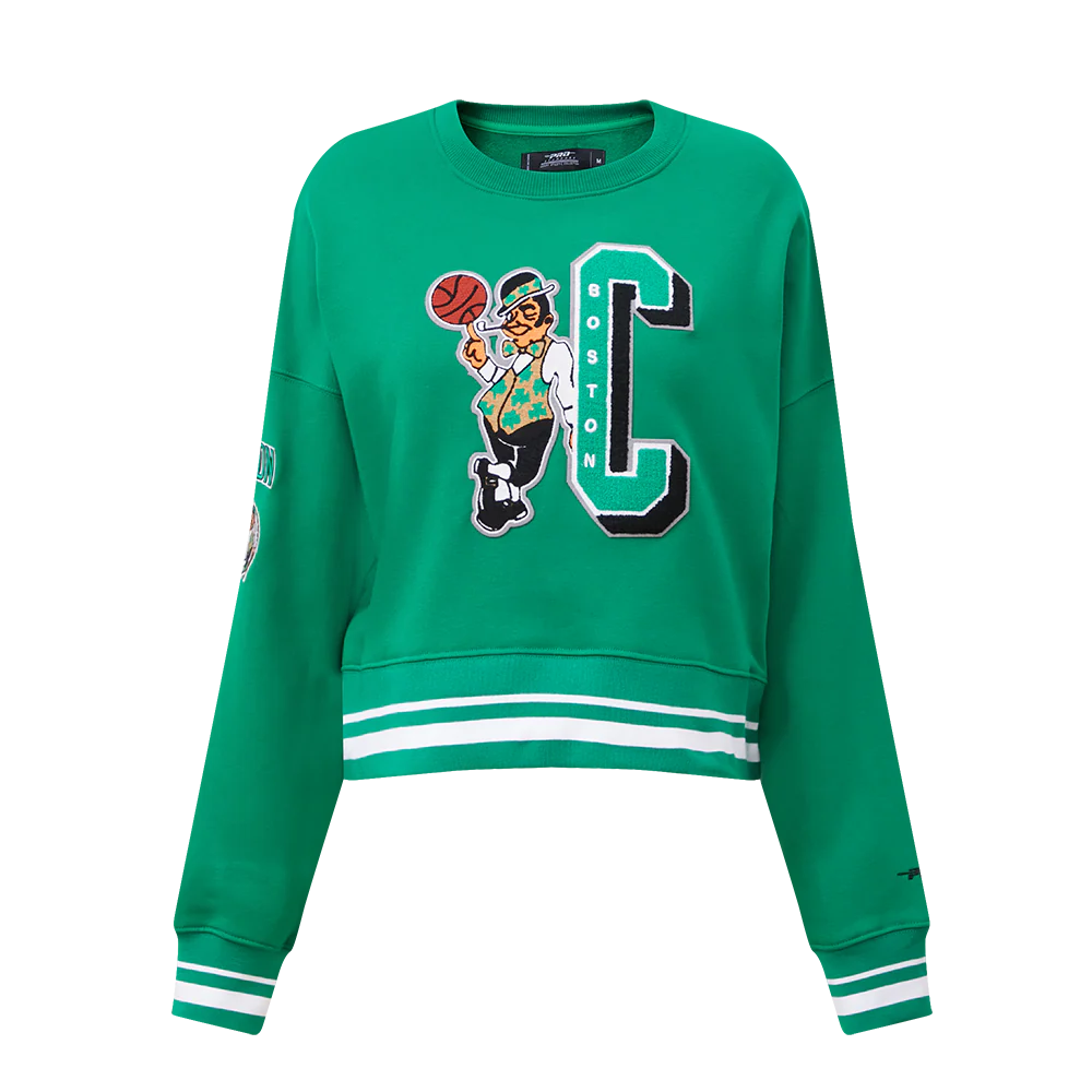 NBA BOSTON CELTICS MASHUP WOMEN'S RIB CREWNECK (KELLY GREEN)