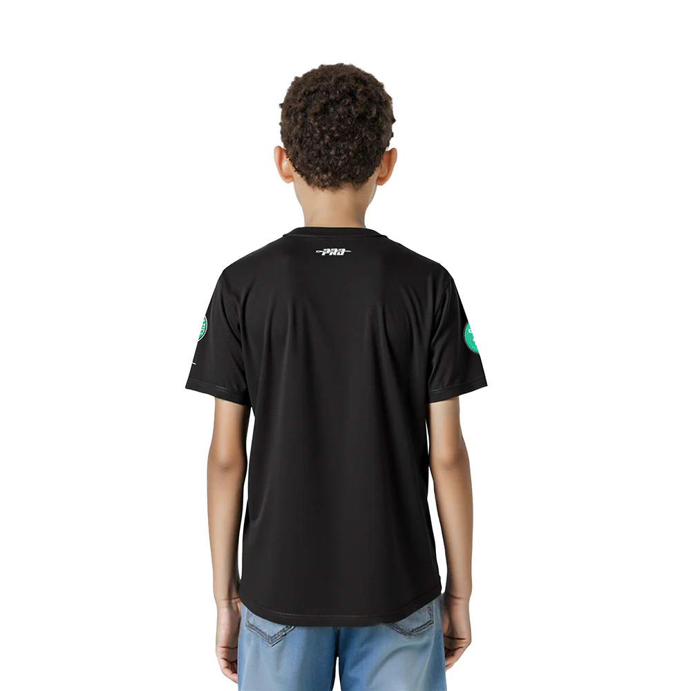 NBA BOSTON CELTICS CLASSIC LITTLE BOYS SHORT SLEEVE STRIPED RIB TEE (BLACK) - Image 2