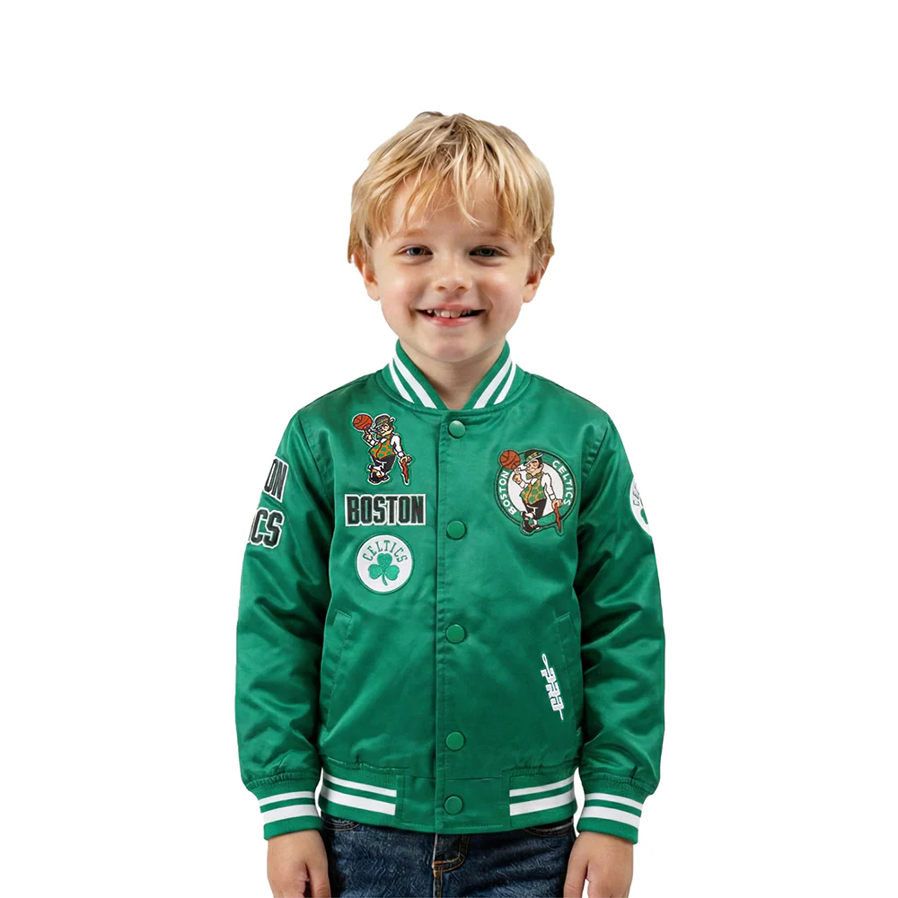 NBA BOSTON CELTICS RETRO CLASSIC TODDLER BOYS RIB SATIN JACKET (KELLY GREEN)