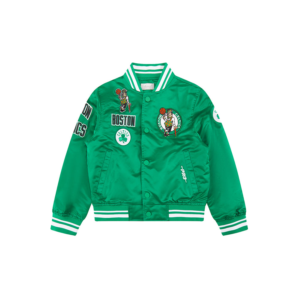 NBA BOSTON CELTICS RETRO CLASSIC TODDLER BOYS RIB SATIN JACKET (KELLY GREEN) - Image 3