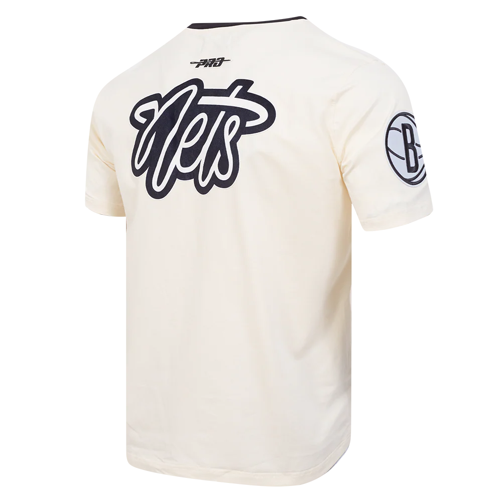 NBA BROOKLYN NETS RETRO CASCADE MEN'S RINGER TEE (EGGSHELL/ BLACK) - Image 4