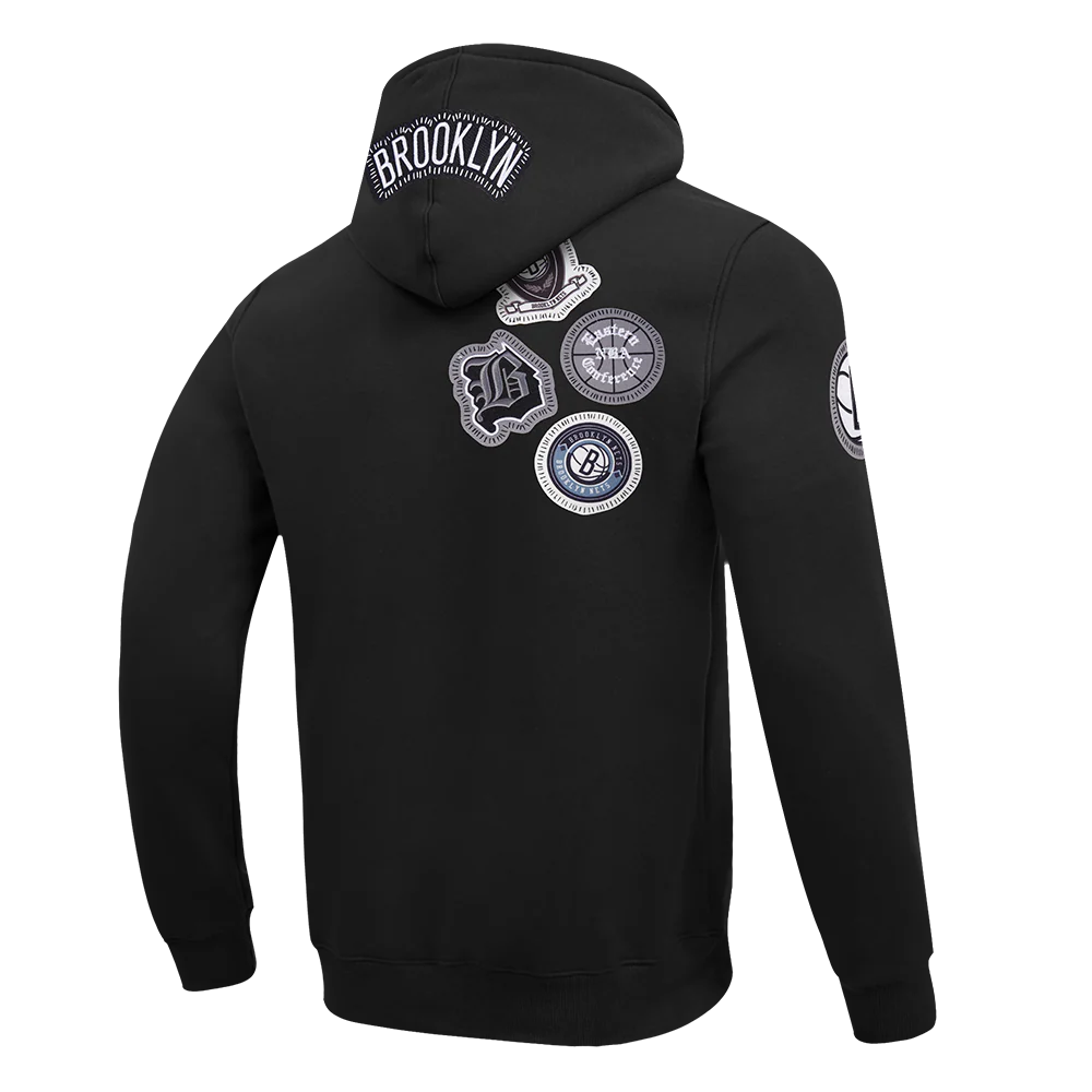NBA BROOKLYN NETS DIY PICK STITCH MEN'S DOUBLE KNIT PULLOVER HOODIE (BLACK) - Image 4