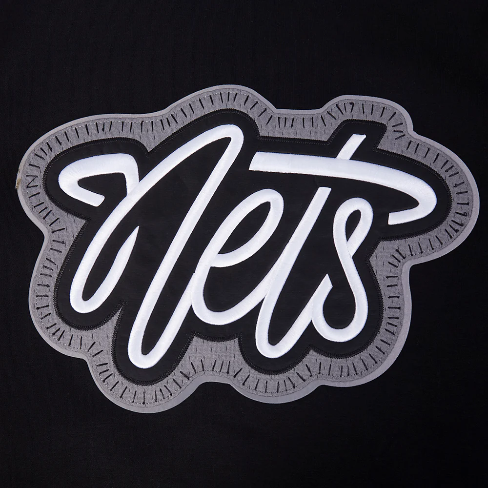 NBA BROOKLYN NETS DIY PICK STITCH MEN'S DOUBLE KNIT PULLOVER HOODIE (BLACK) - Image 9