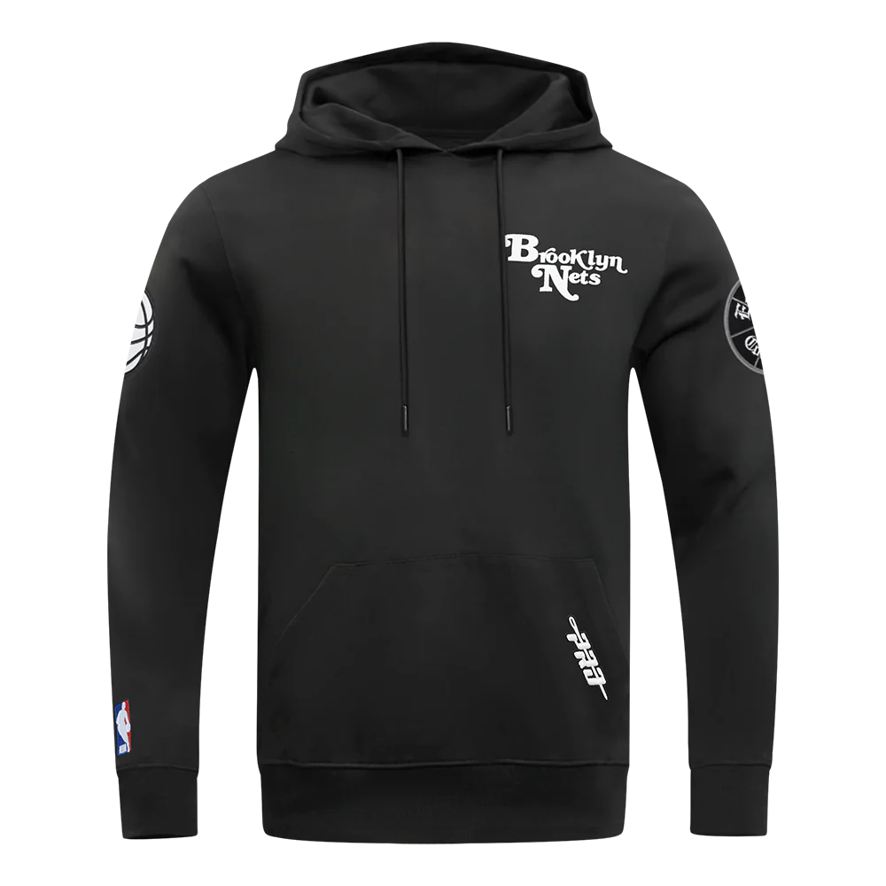 NBA BROOKLYN NETS SOUVENIR MEN'S FLEECE PULLOVER HOODIE (BLACK)