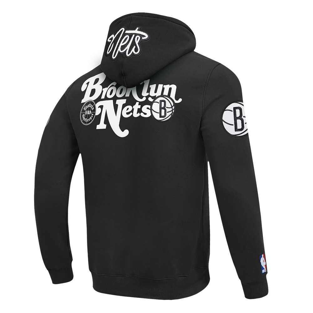 NBA BROOKLYN NETS SOUVENIR MEN'S FLEECE PULLOVER HOODIE (BLACK) - Image 4