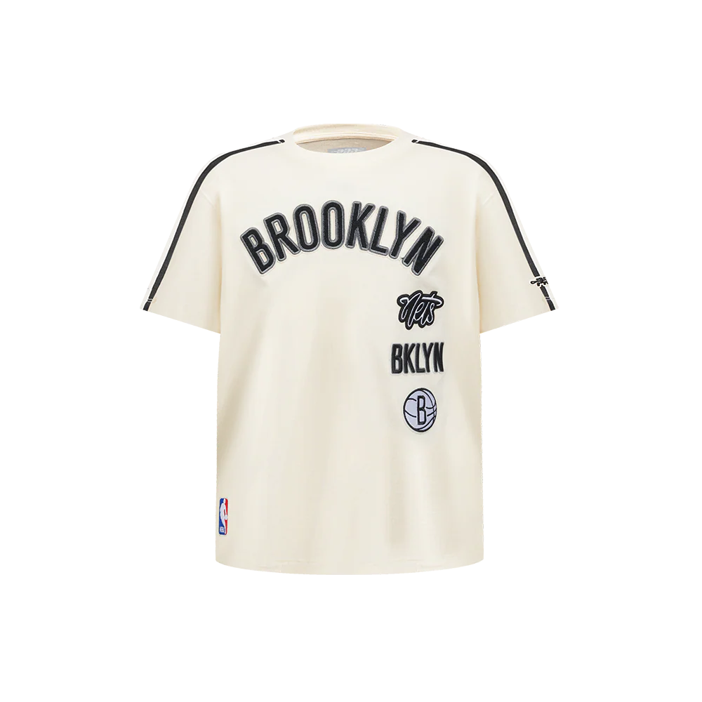 NBA BROOKLYN NETS RETRO CLASSIC LITTLE BOYS SHORT SLEEVE TAPING TEE (EGGSHELL/ BLACK)