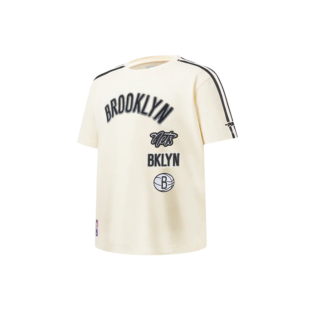 NBA BROOKLYN NETS RETRO CLASSIC LITTLE BOYS SHORT SLEEVE TAPING TEE (EGGSHELL/ BLACK) - Image 2