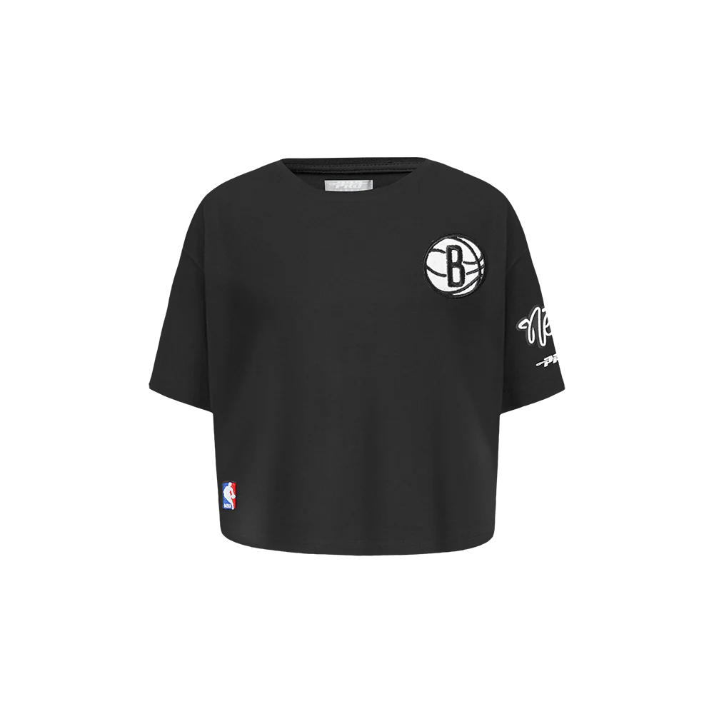 NBA BROOKLYN NETS CLASSIC TODDLER GIRLS SHORT SLEEVE BOXY TEE (BLACK)