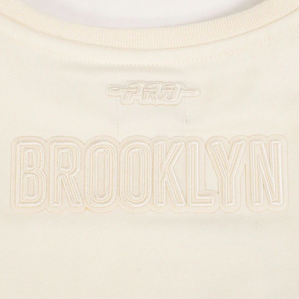 NBA BROOKLYN NETS NEUTRAL TODDLER GIRLS FLEECE CREWNECK (EGGSHELL) - Image 6