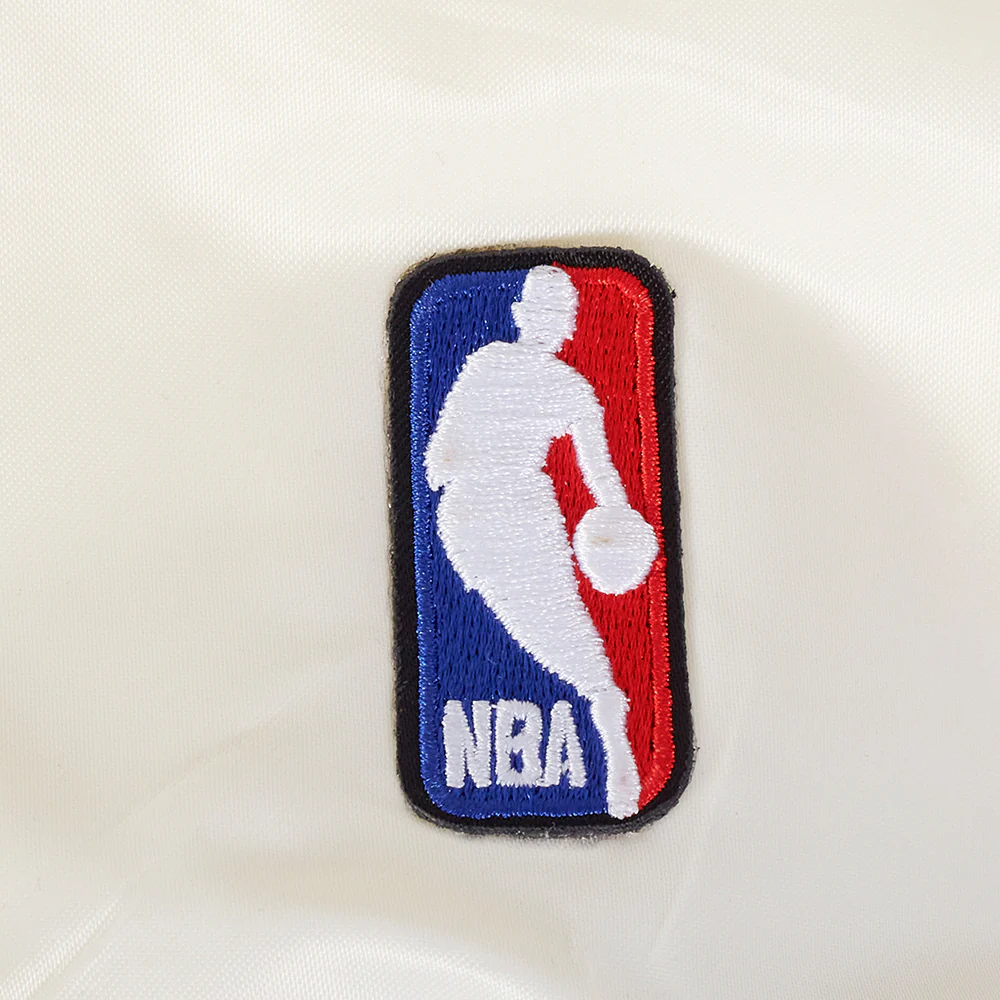 NBA BROOKLYN NETS RETRO CLASSIC WOMEN'S RIB SATIN JACKET (EGGSHELL/ BLACK) - Image 8