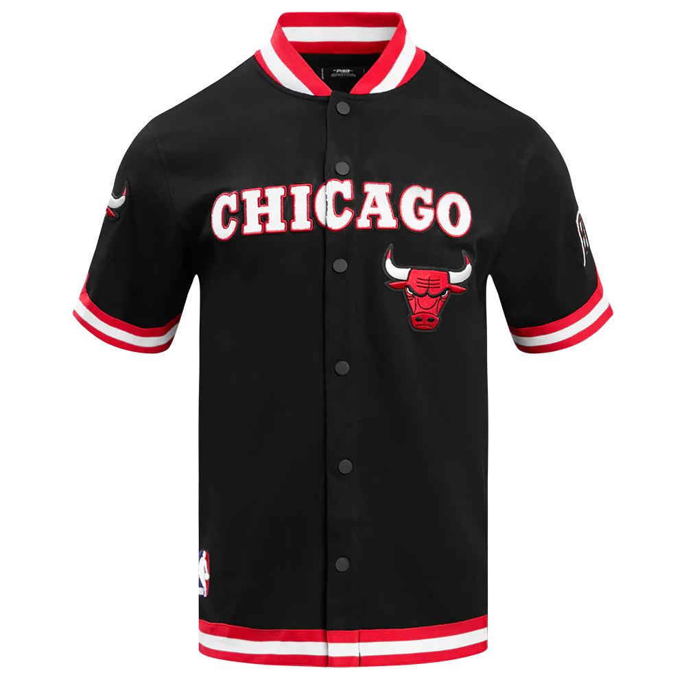 NBA CHICAGO BULLS CLASSIC MEN'S PRO SS DOUBLE KNIT JACKET (BLACK/RED)