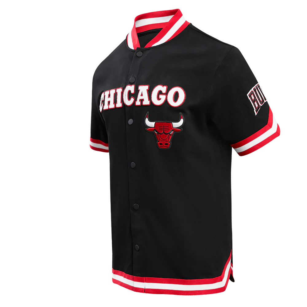 NBA CHICAGO BULLS CLASSIC MEN'S PRO SS DOUBLE KNIT JACKET (BLACK/RED) - Image 2