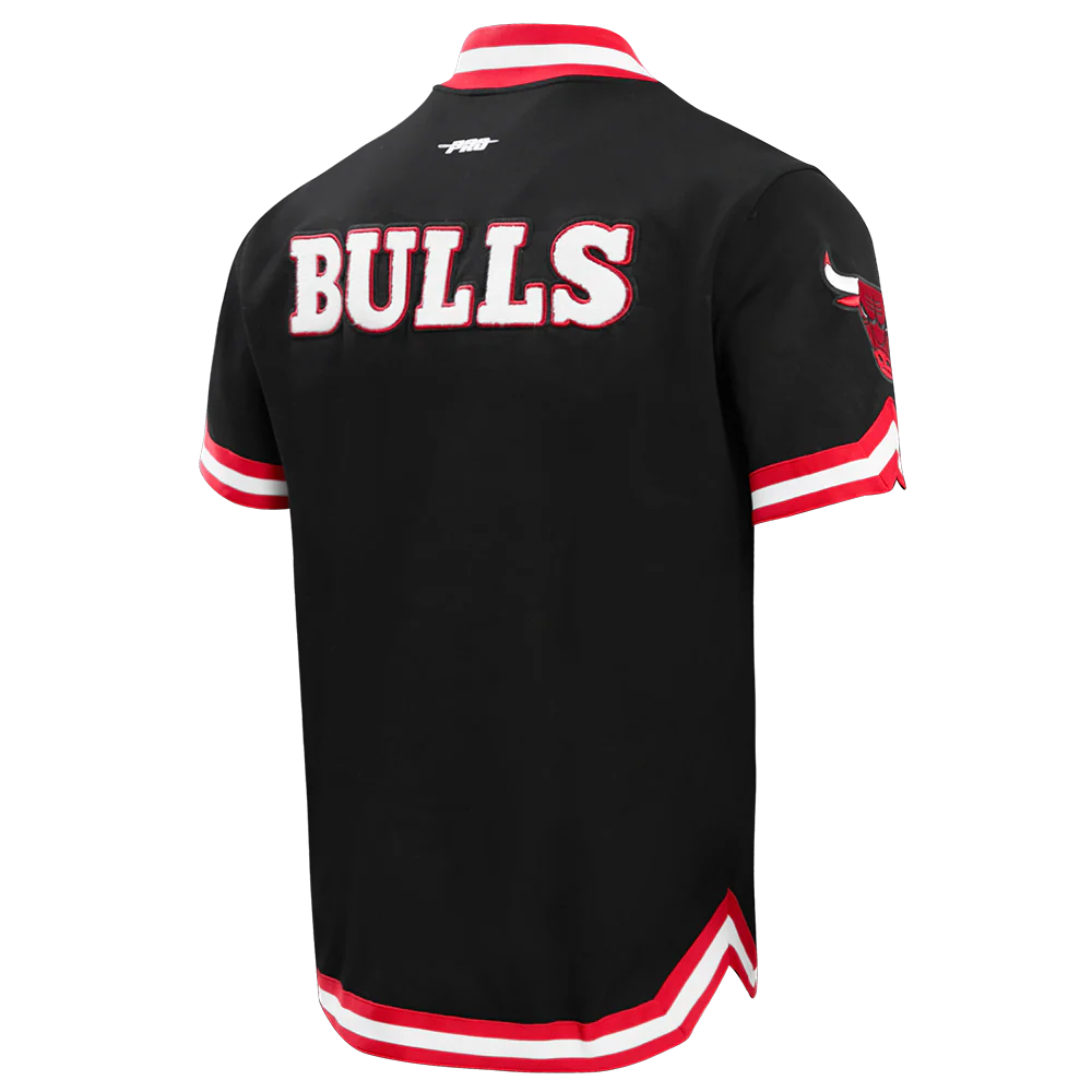 NBA CHICAGO BULLS CLASSIC MEN'S PRO SS DOUBLE KNIT JACKET (BLACK/RED) - Image 3