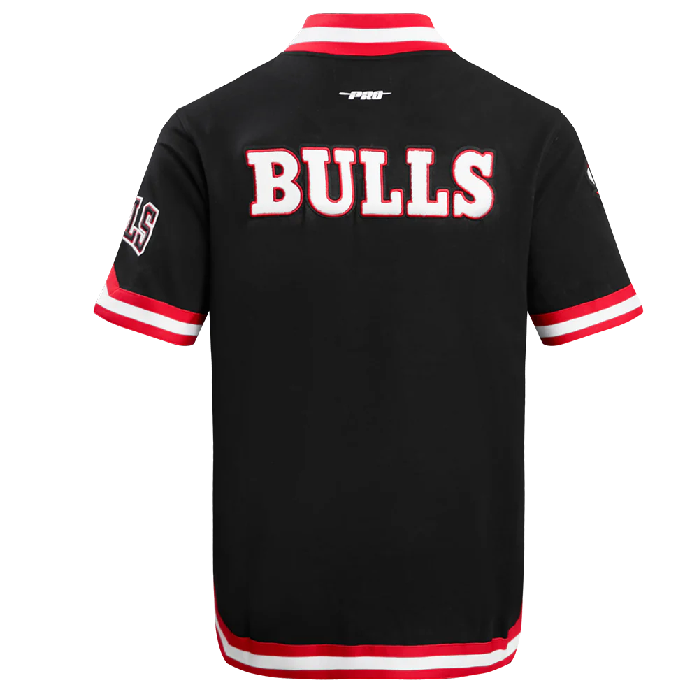 NBA CHICAGO BULLS CLASSIC MEN'S PRO SS DOUBLE KNIT JACKET (BLACK/RED) - Image 4