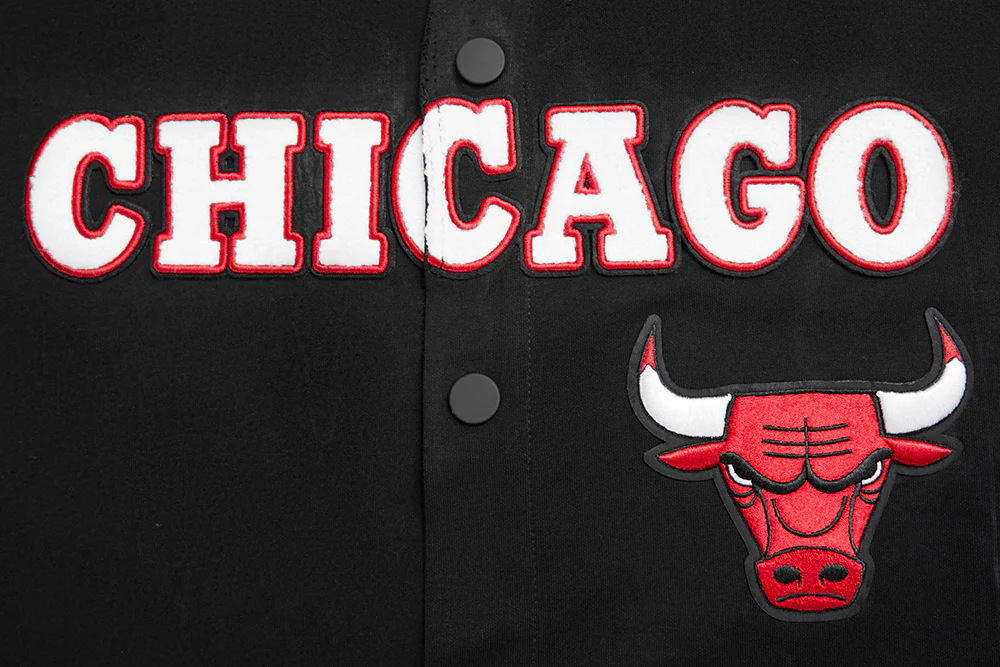 NBA CHICAGO BULLS CLASSIC MEN'S PRO SS DOUBLE KNIT JACKET (BLACK/RED) - Image 6