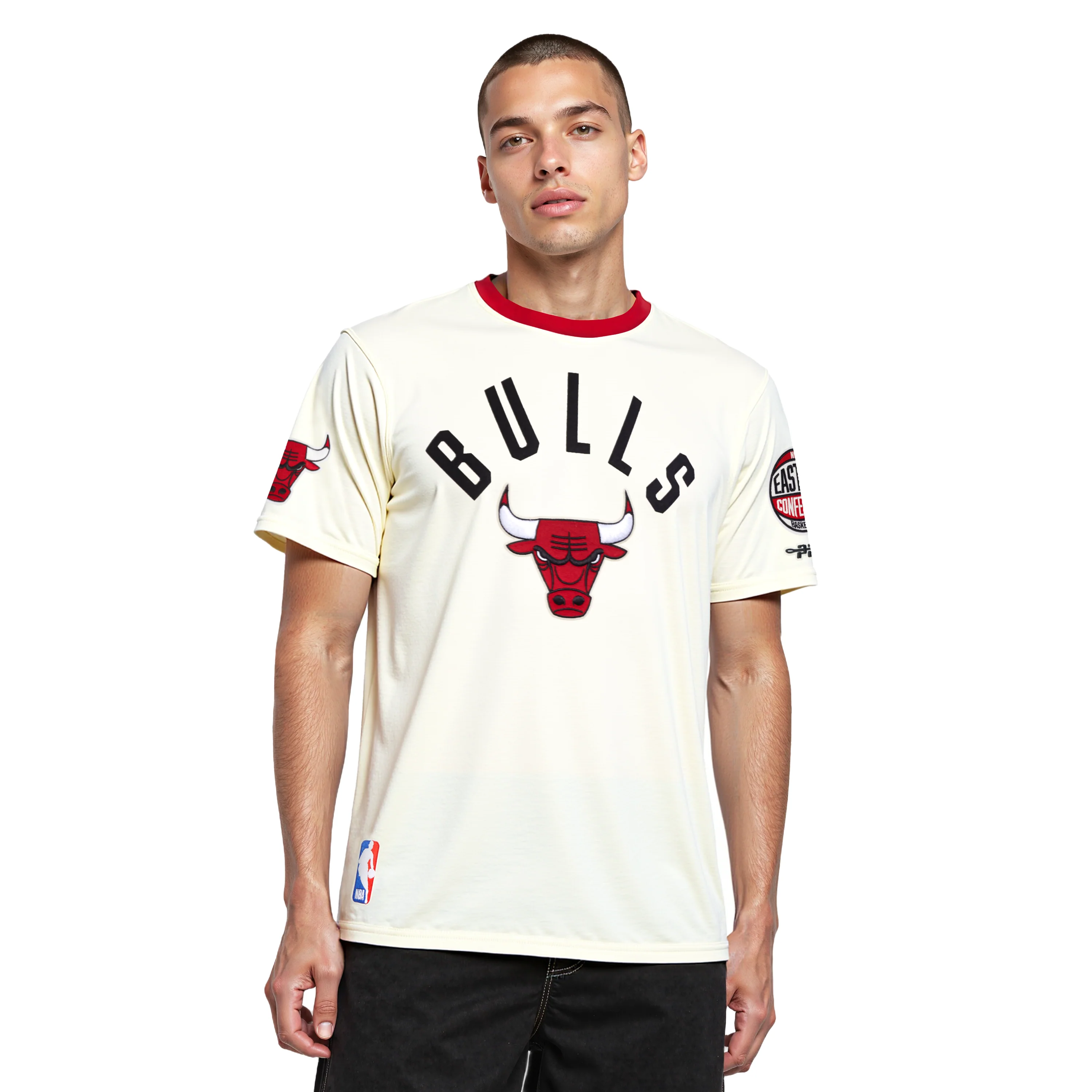NBA CHICAGO BULLS MODERN ORIGINALS MEN'S RINGER TEE (EGGSHELL/ RED)