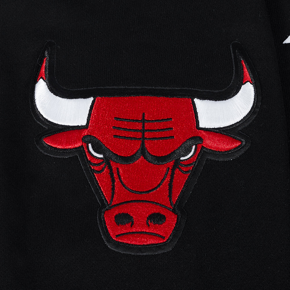 NBA CHICAGO BULLS TEAM PENNANTS MEN'S RIB FLEECE PULLOVER HOODIE (BLACK/RED/BLACK) - Image 9