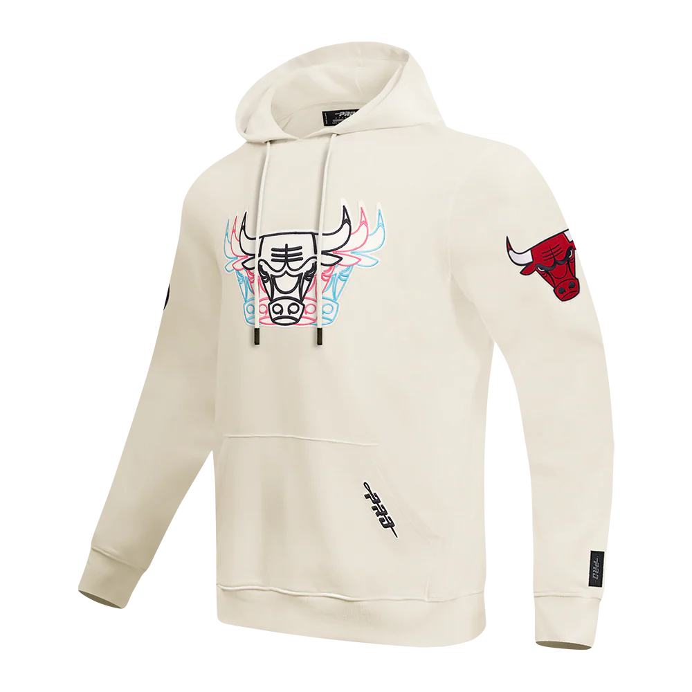 NBA CHICAGO BULLS ECHO LOGO MEN'S FLEECE PULLOVER HOODIE (EGGSHELL) - Image 2