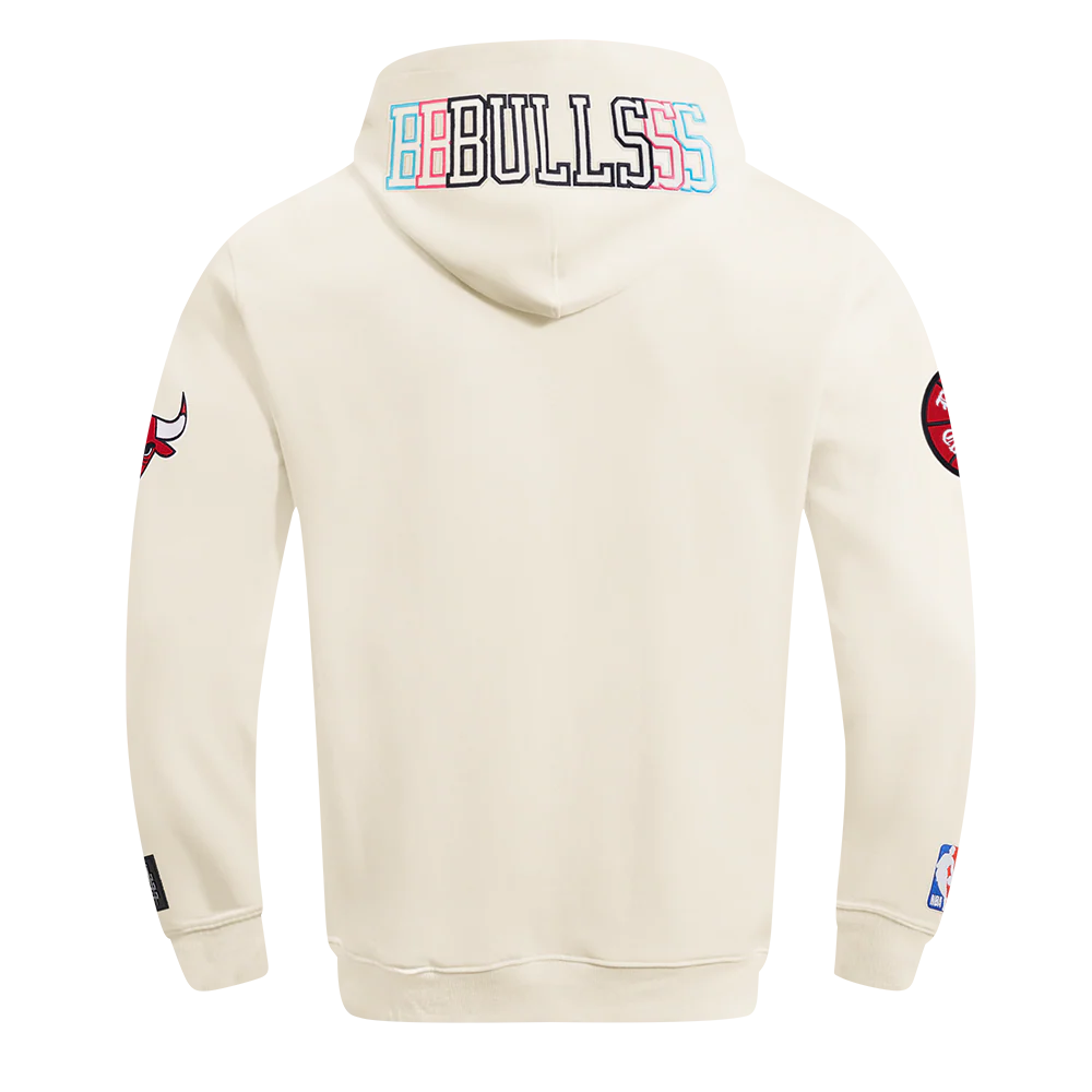 NBA CHICAGO BULLS ECHO LOGO MEN'S FLEECE PULLOVER HOODIE (EGGSHELL) - Image 3