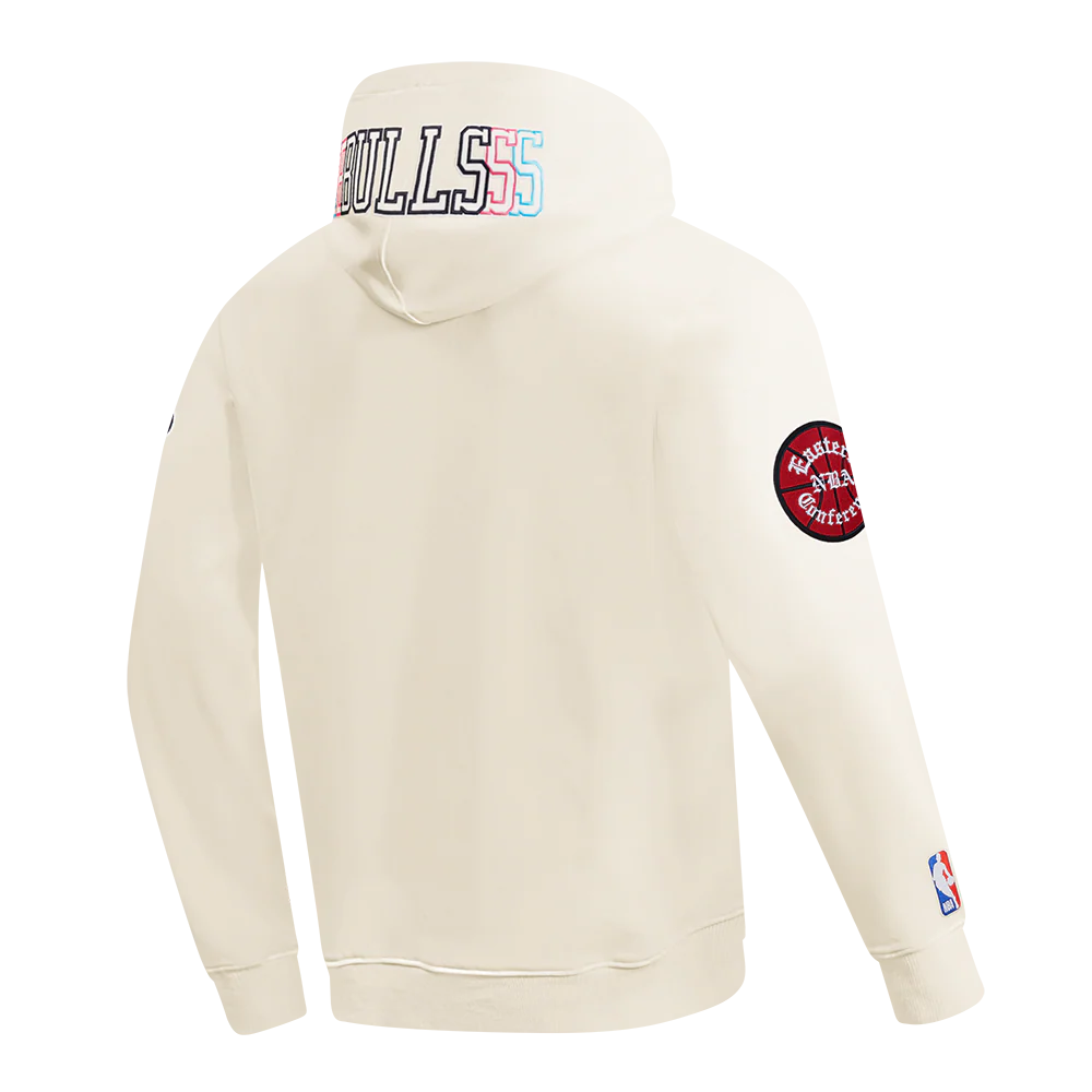 NBA CHICAGO BULLS ECHO LOGO MEN'S FLEECE PULLOVER HOODIE (EGGSHELL) - Image 4