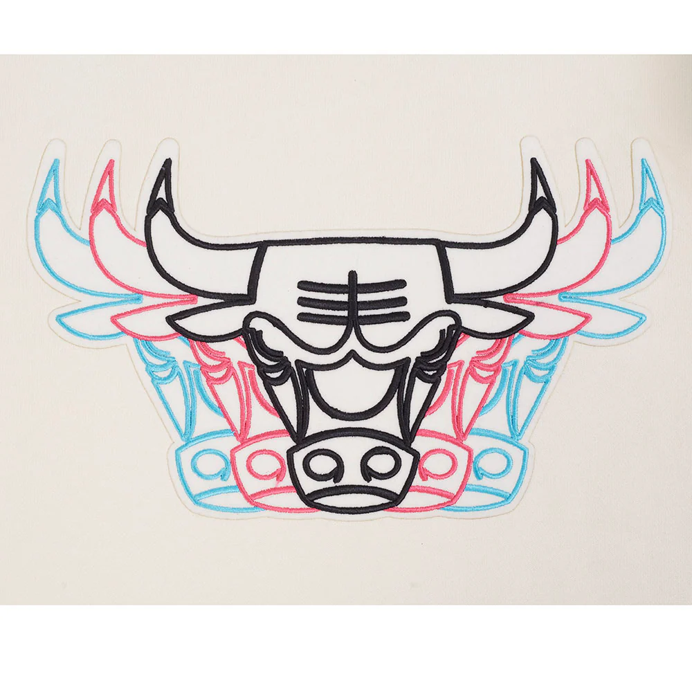 NBA CHICAGO BULLS ECHO LOGO MEN'S FLEECE PULLOVER HOODIE (EGGSHELL) - Image 8