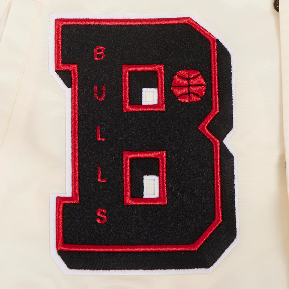 NBA CHICAGO BULLS SUBLIMATED MEN'S SATIN JACKET-WHITE (EGGSHELL/ RED) - Image 10