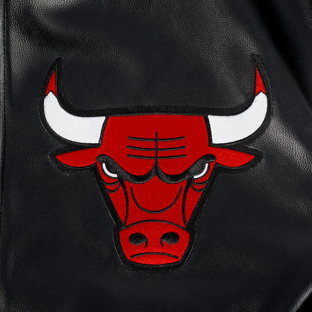 NBA CHICAGO BULLS CITY SIGNATURE MEN'S LEATHER VARSITY JACKET (BLACK/WHITE) - Image 10