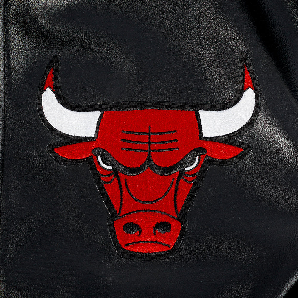 NBA CHICAGO BULLS CITY SIGNATURE MEN'S LEATHER VARSITY JACKET (BLACK/WHITE) - Image 12