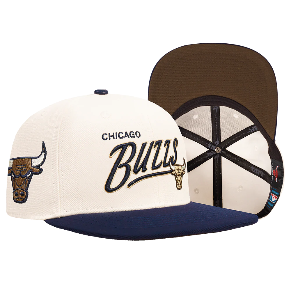 NBA CHICAGO BULLS TOPPER 2 TONE WORDMARK SNAPBACK (EGGSHELL/ MIDNIGHT NAVY) - Image 6