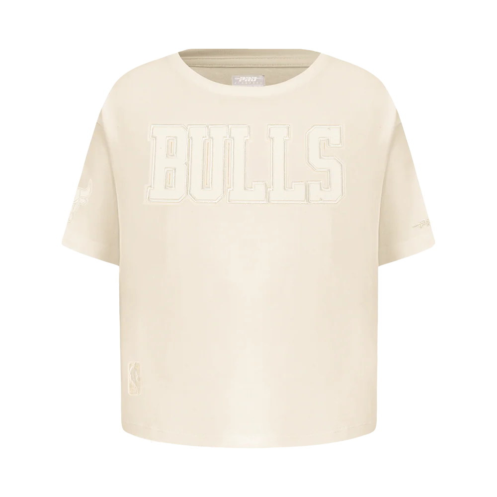 NBA CHICAGO BULLS NEUTRAL BIG GIRLS SHORT SLEEVE BOXY TEE (EGGSHELL)