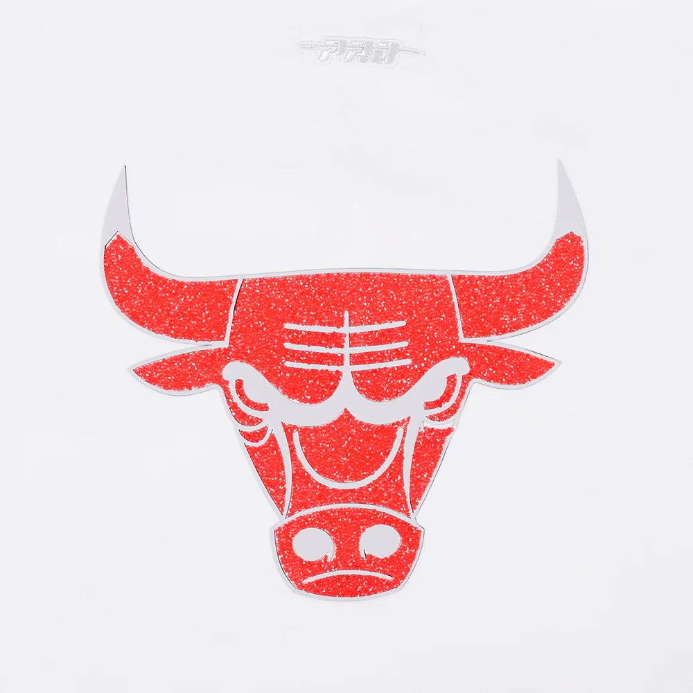 NBA CHICAGO BULLS TEAM CRYSTALLINE WOMEN'S CROPPED PULLOVER HOODIE (WHITE) - Image 5